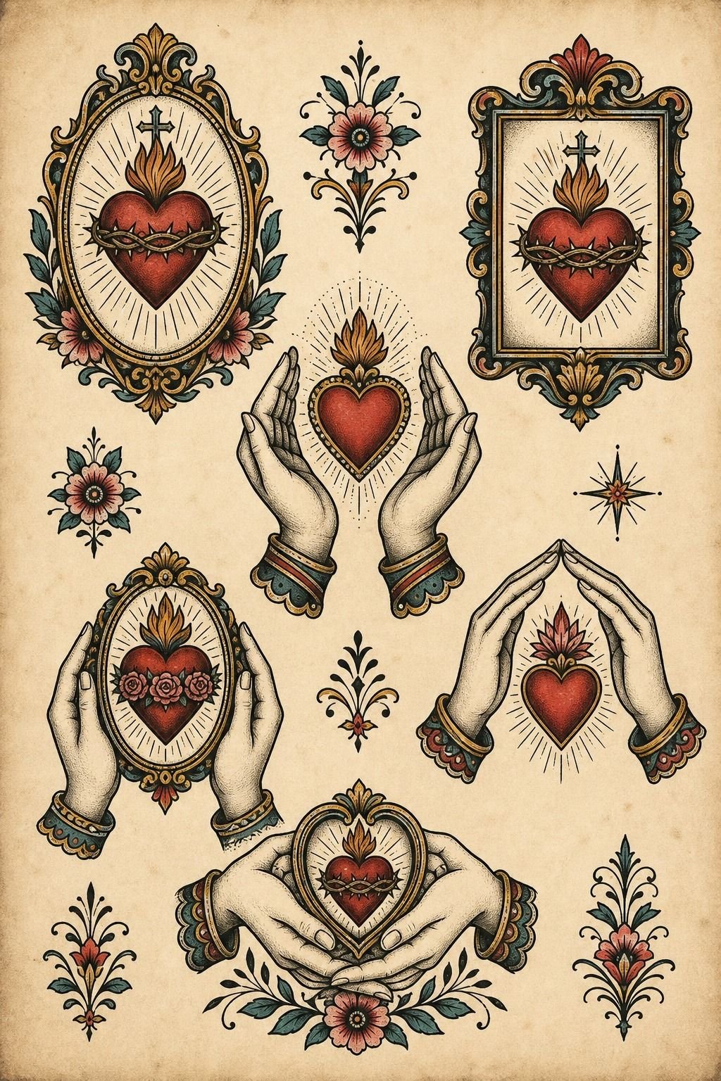 Frame Heart Tattoo Ideas With Protective Hands