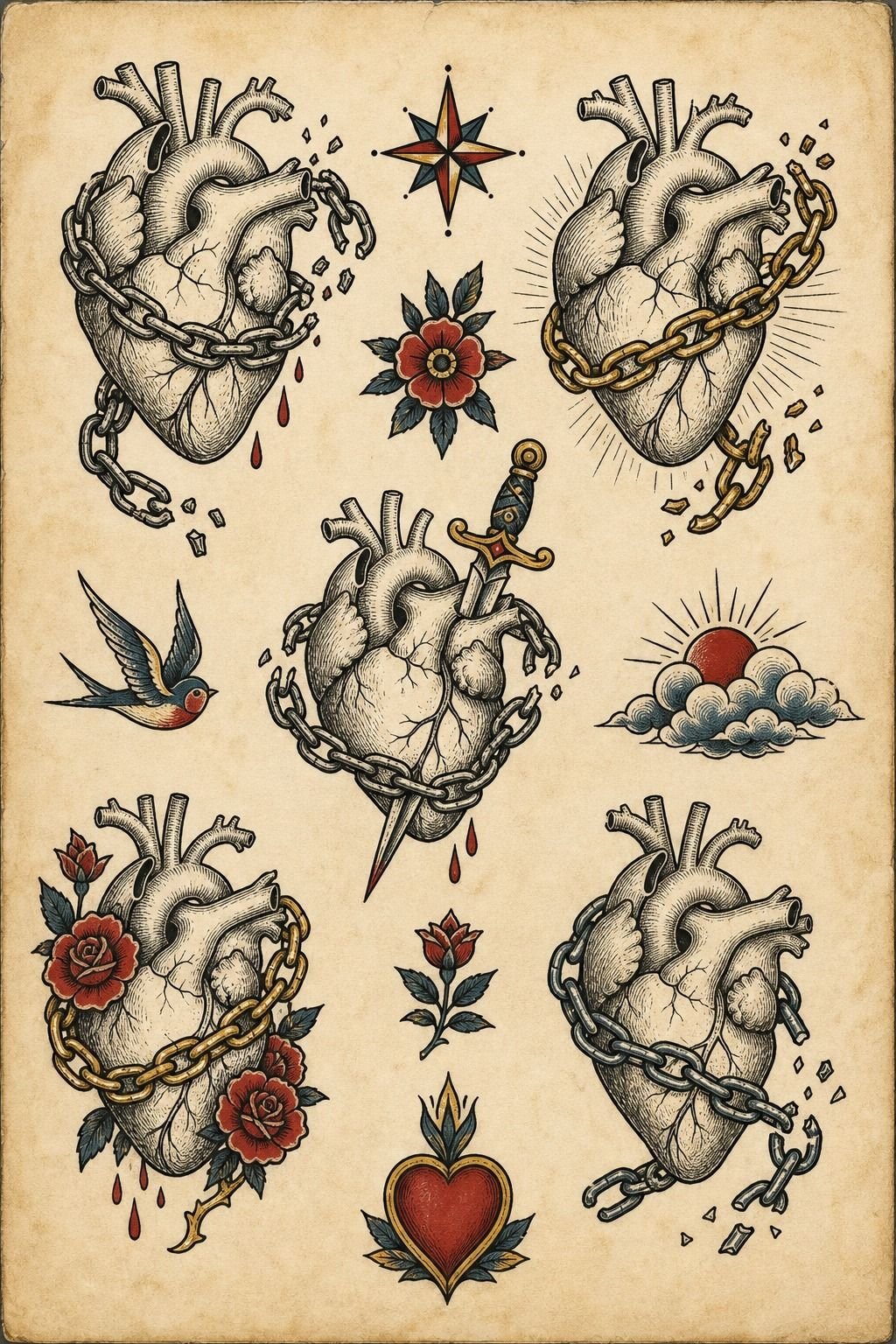 Human Heart With Broken Chain Detail