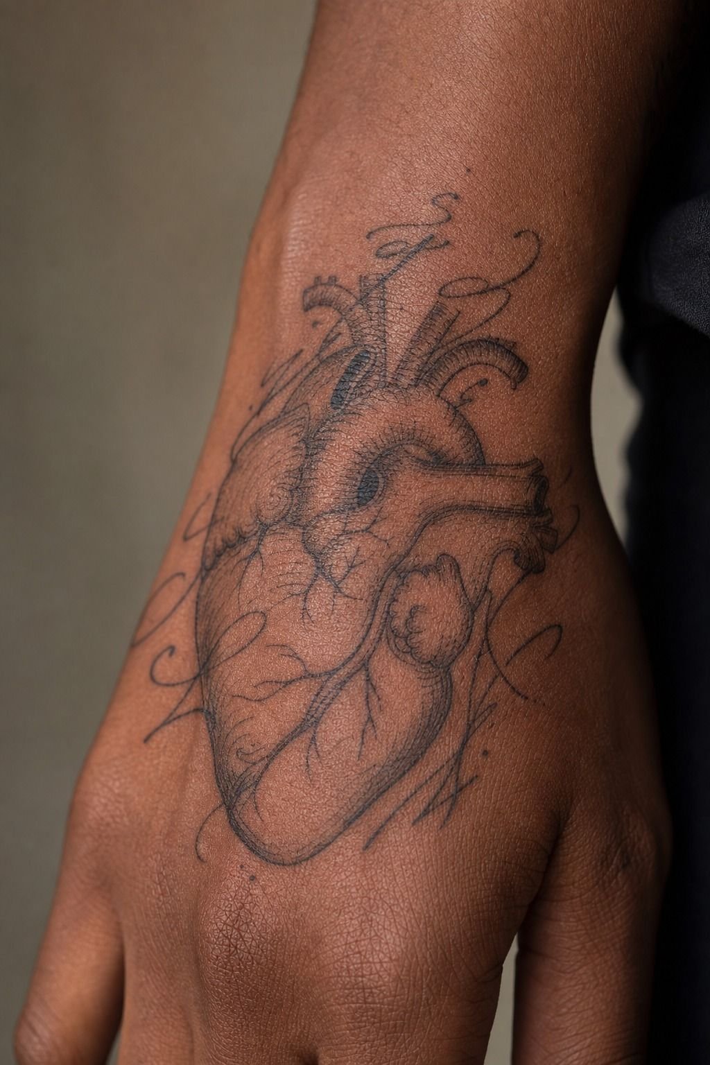 Human Heart Tattoo With Handwritten Script