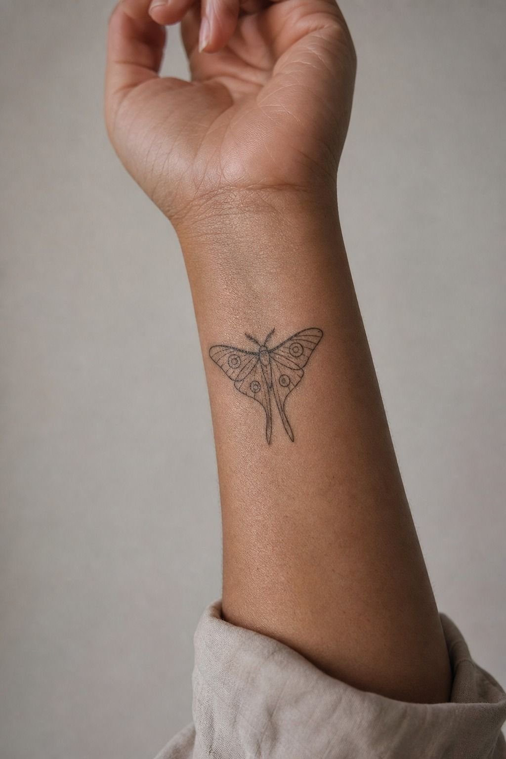 Lunar Moth Line Art Tattoo