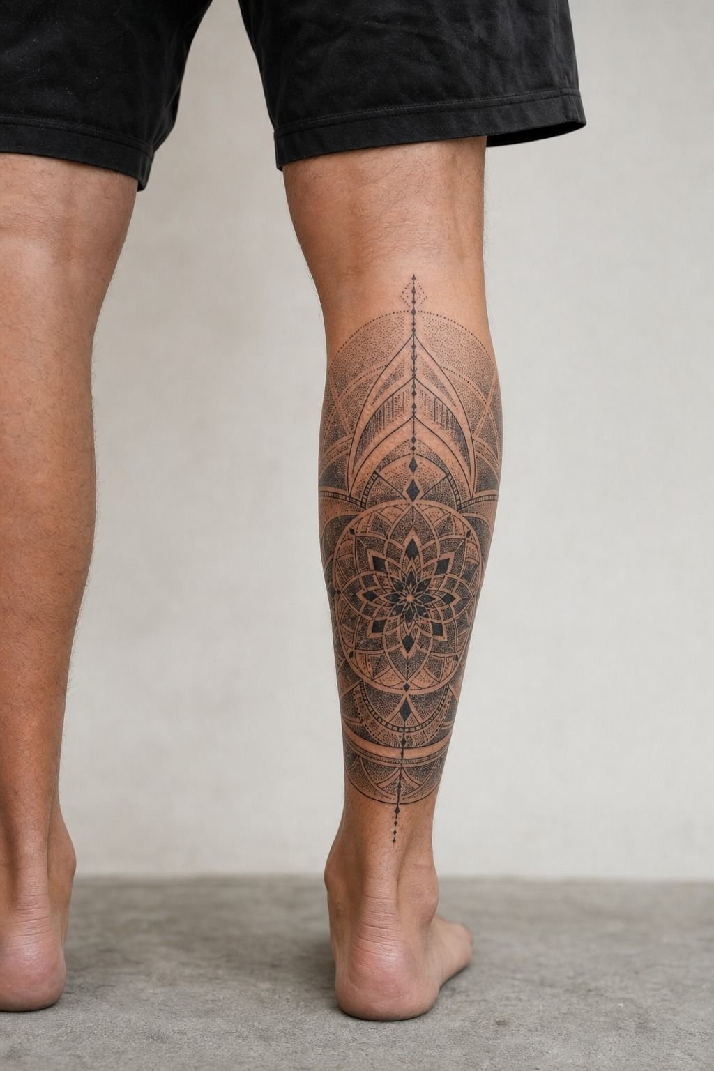Dotwork Art Geometric Calf Tattoo