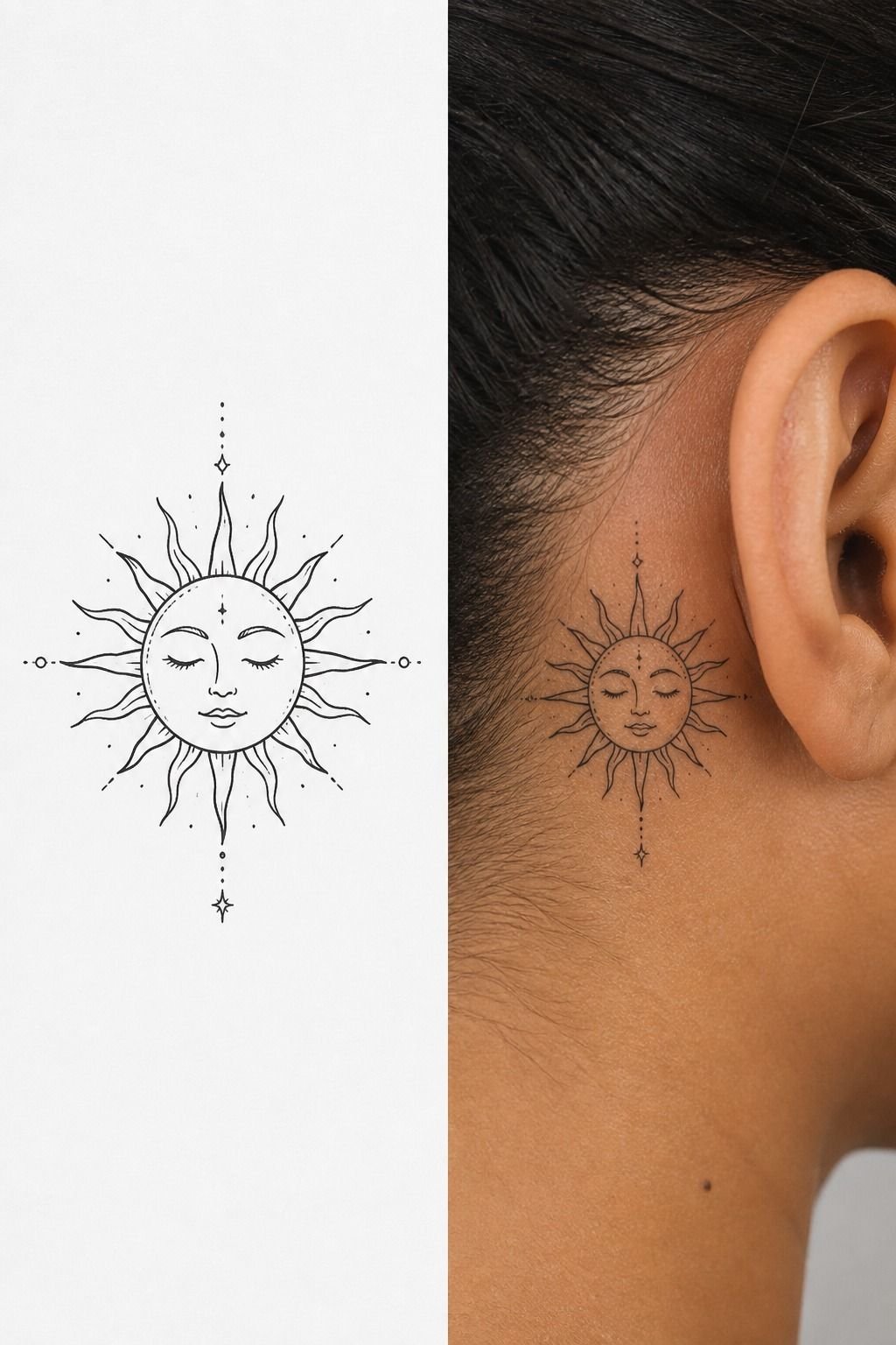 Sun Tattoo With Meaningful Facial Features