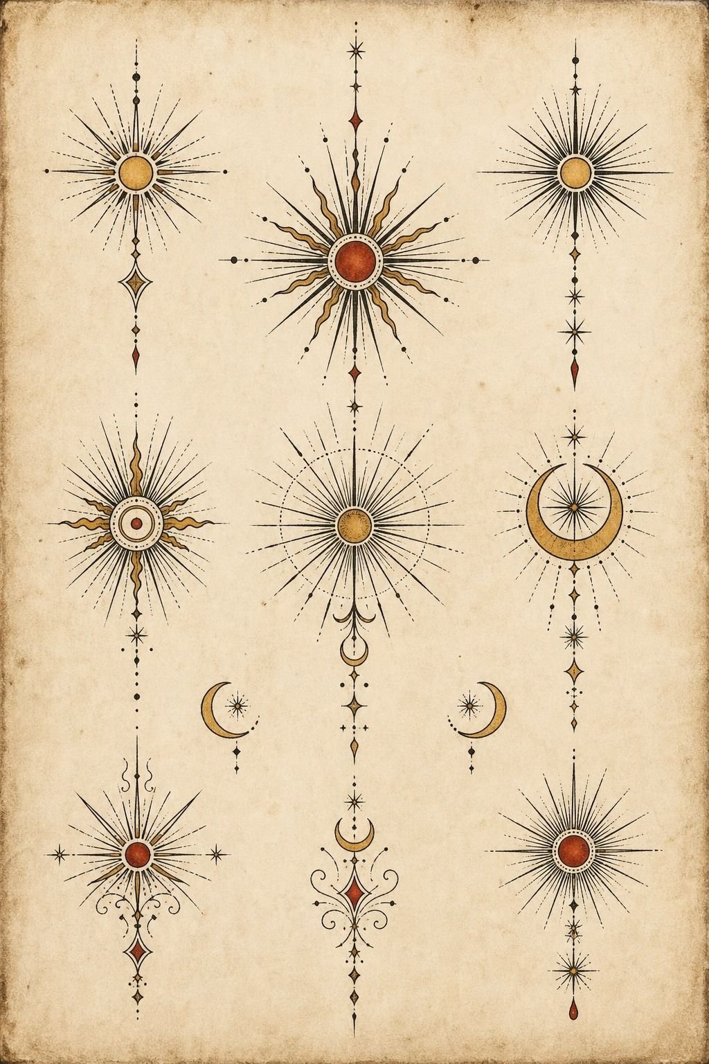 Sunburst Tattoo Centered On The Sternum