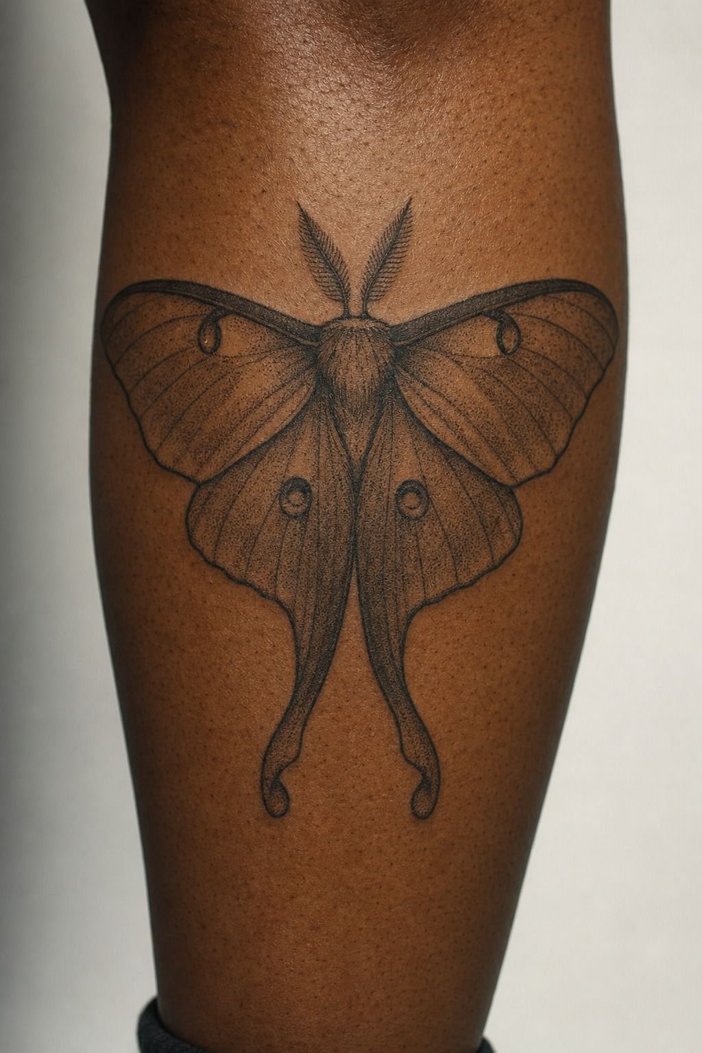 Lunar Moth Tattoo Design In Dotwork