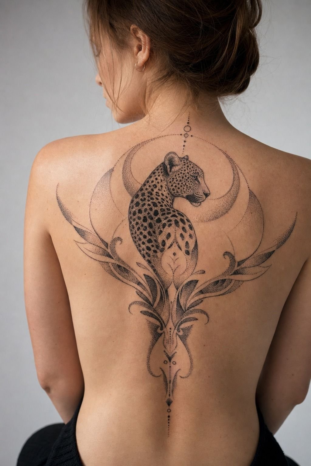 Dotwork Tattoo Design With Animal Silhouette