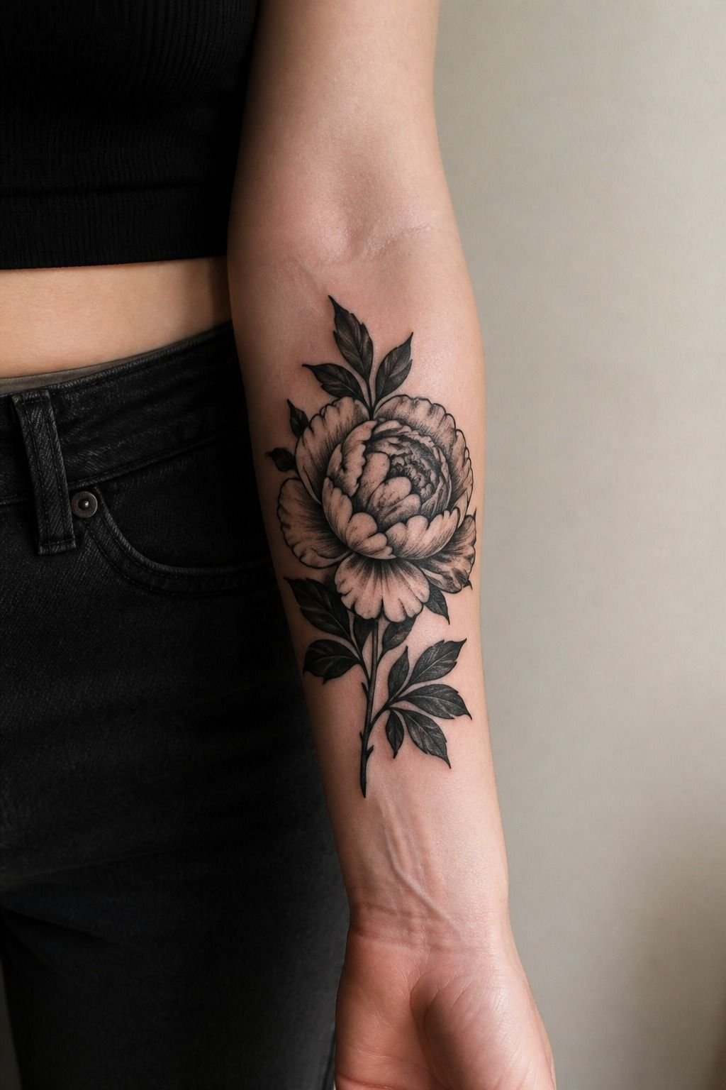 Start With a Bold Blackwork Peony Sketch