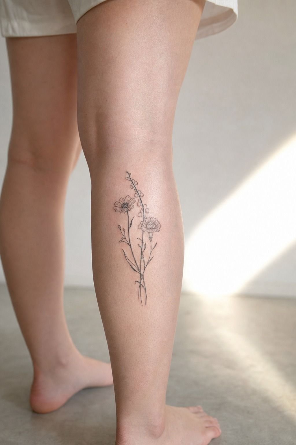 Mother Daughter Birth Flower Fine Line Tattoos