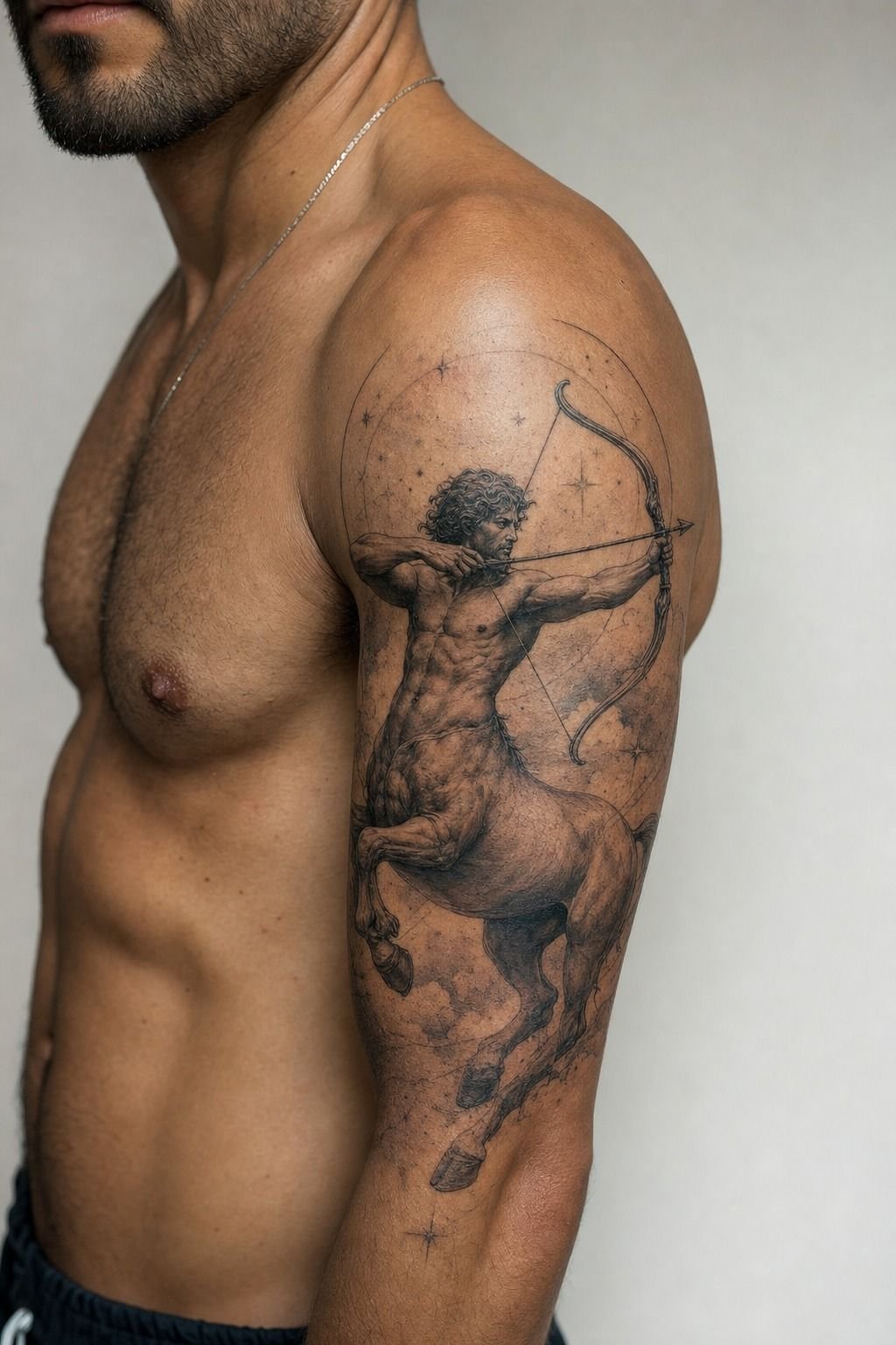 Realistic Centaur Sagittarius Tattoo For Men