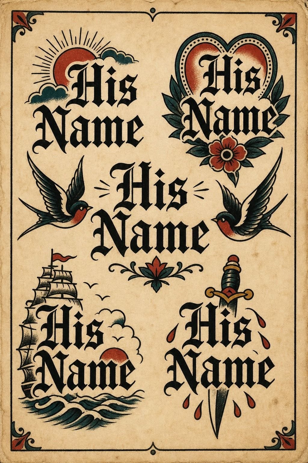 His Name in Bold Blackletter Lettering