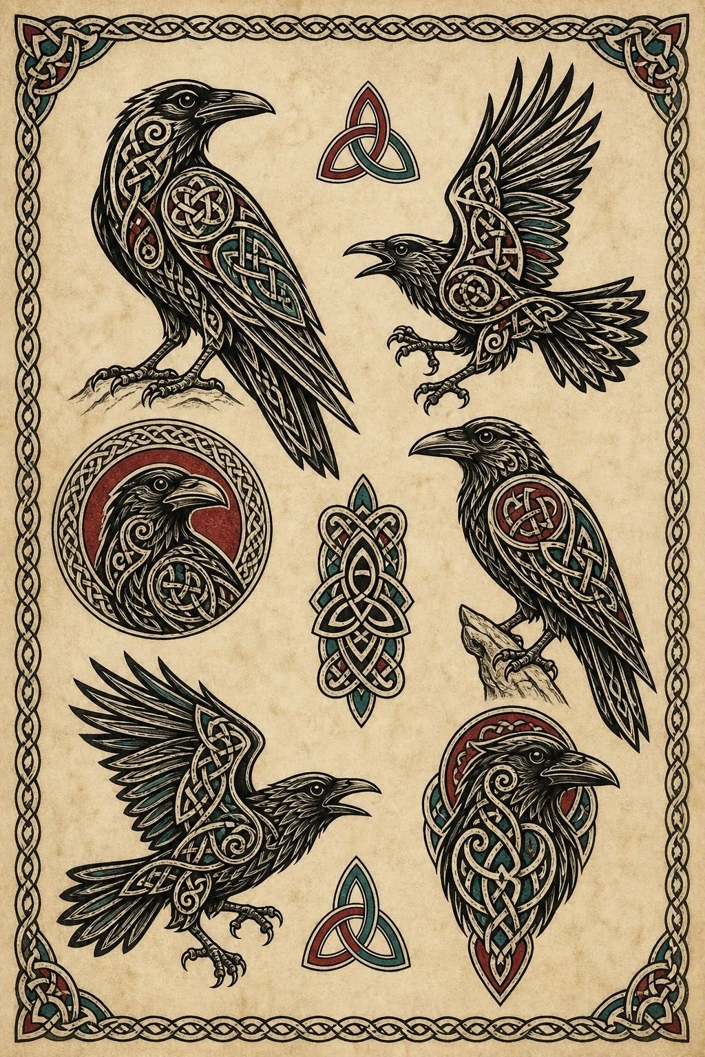 Celtic Raven Tattoo With Knotwork Details