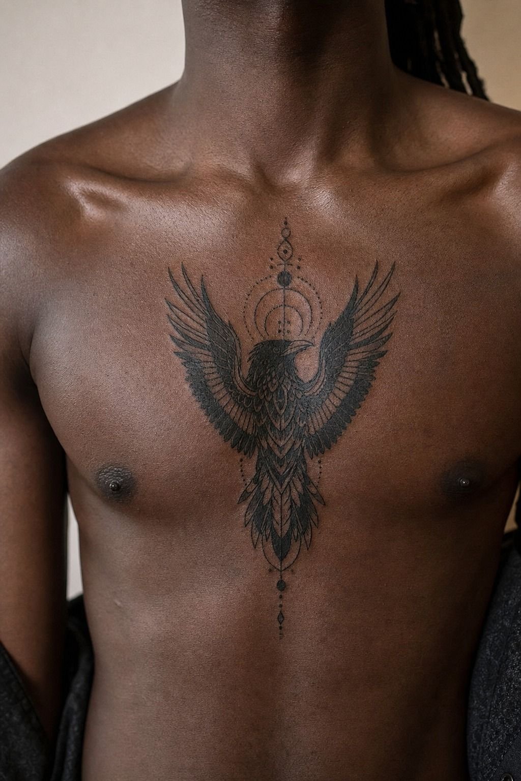 Viking Crow Tattoo In Bold Black Ink