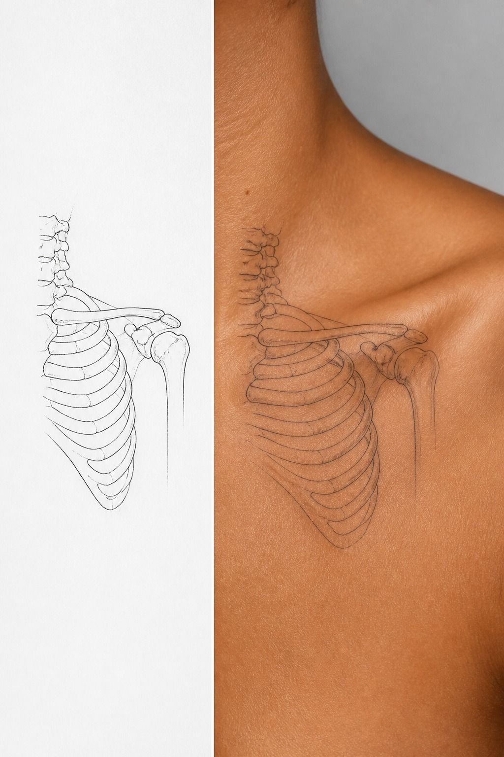 Delicate Skeleton Tattoo On The Collarbone