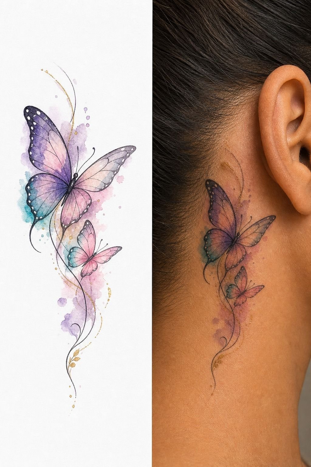 Watercolor Butterfly Tattoos Representing Daughter And Mother