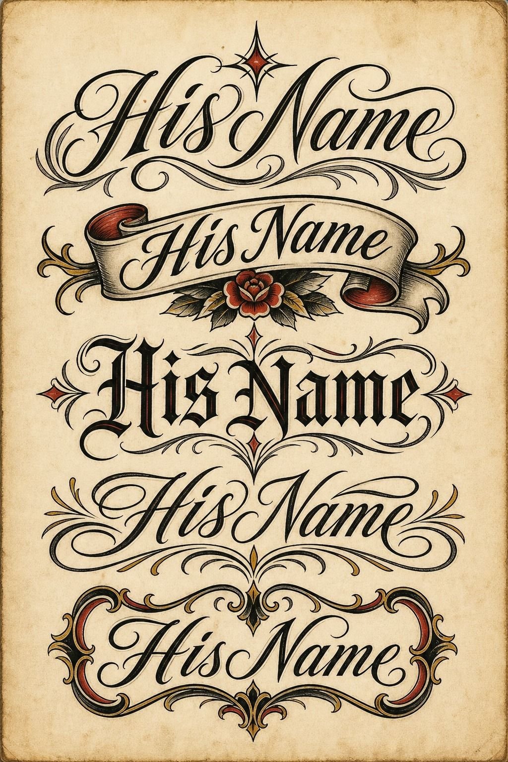 His Name in Black-and-Grey Script