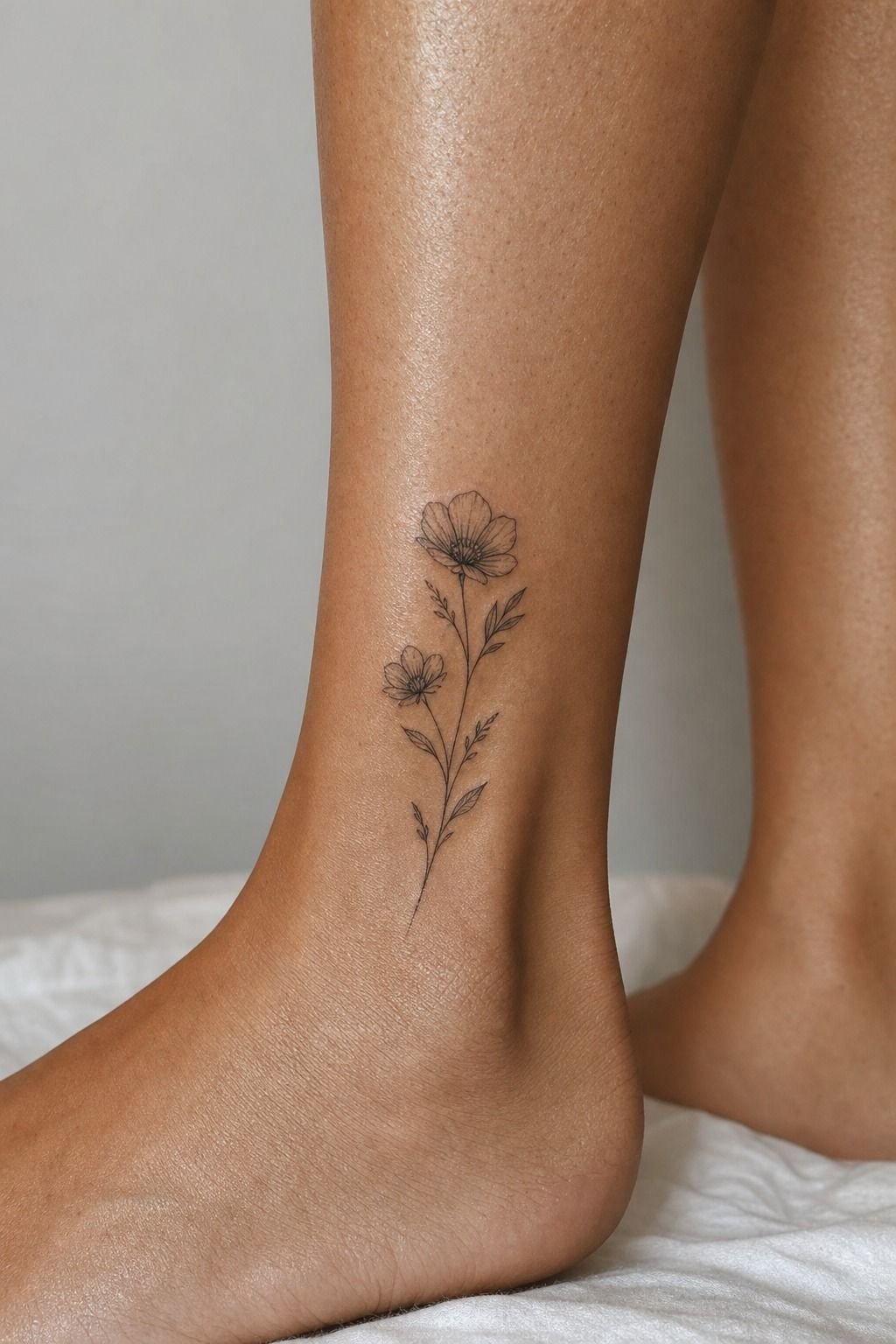 Matching Floral Ankle Tattoos For Mothers And Daughters