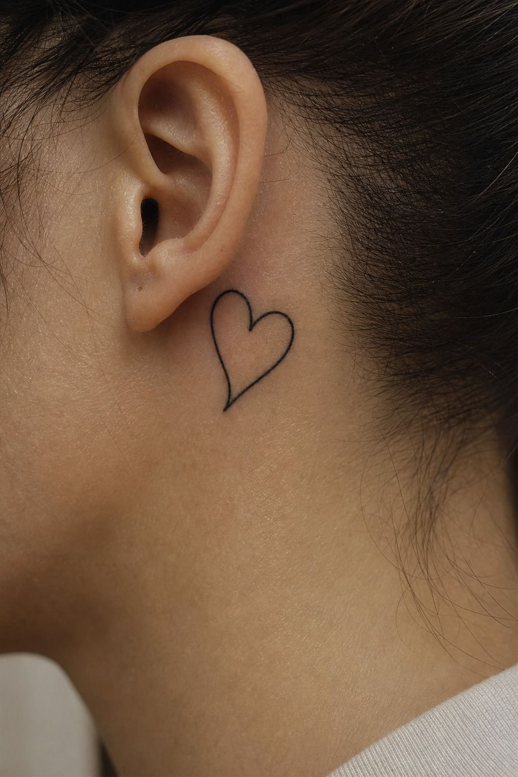 Minimalist Heart Behind-Ear Tattoos