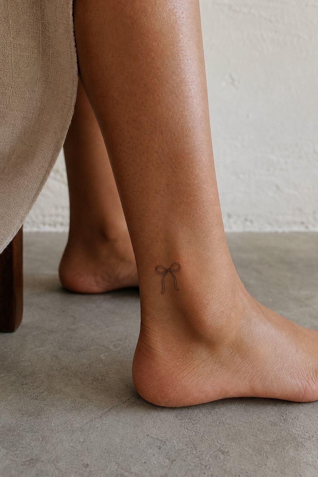Small Feminine Bow Ankle Tattoos