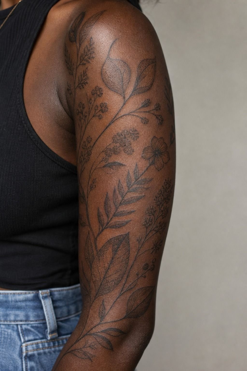 Layered Dotwork Canvas For Botanical Tattoos