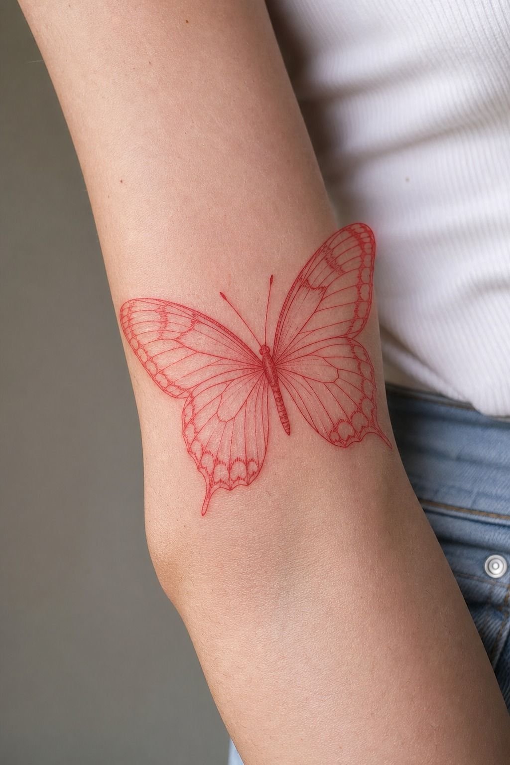 Use Red Ink for a Delicate Butterfly Accent
