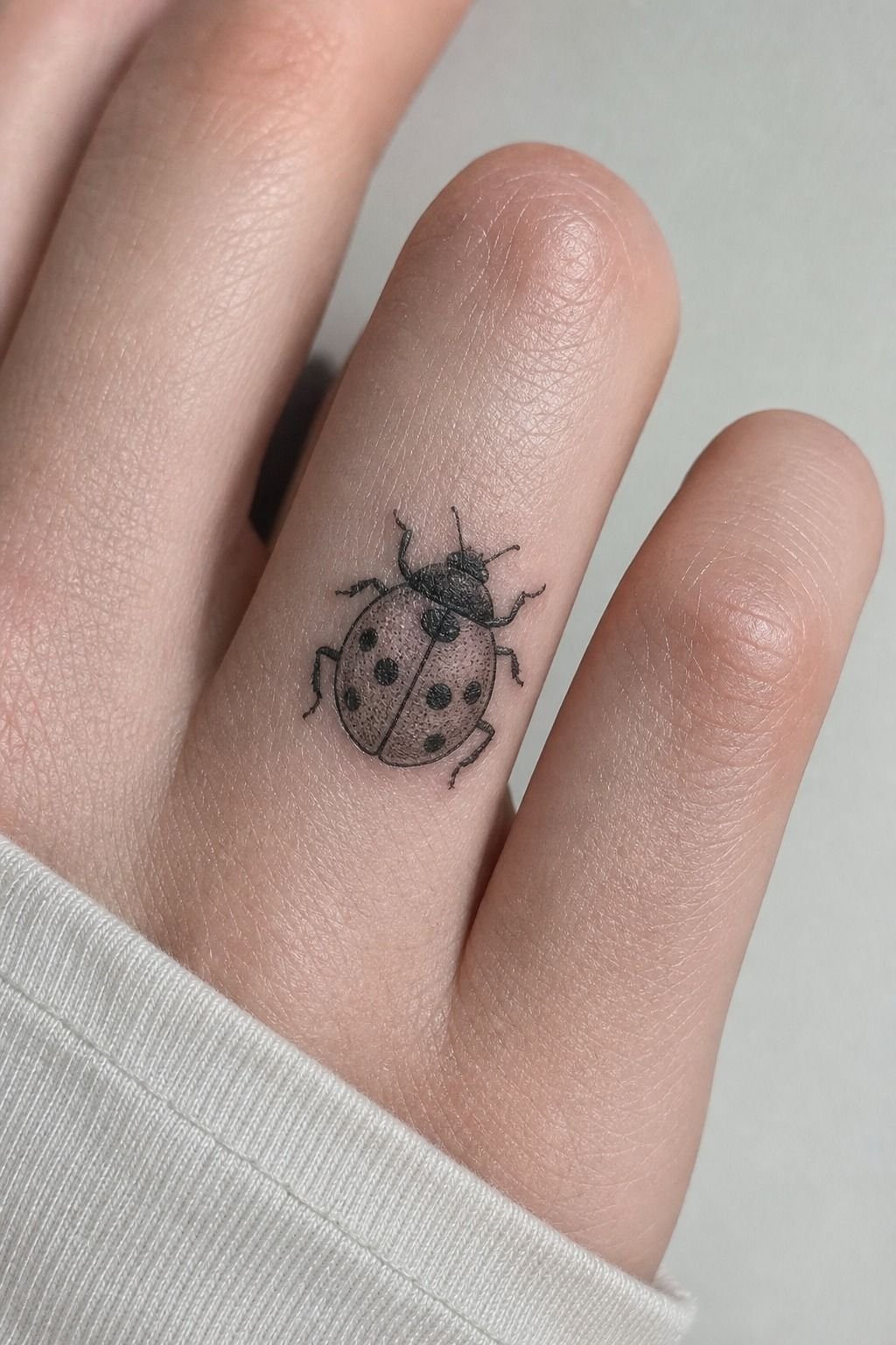 Dainty Ladybug on a Finger
