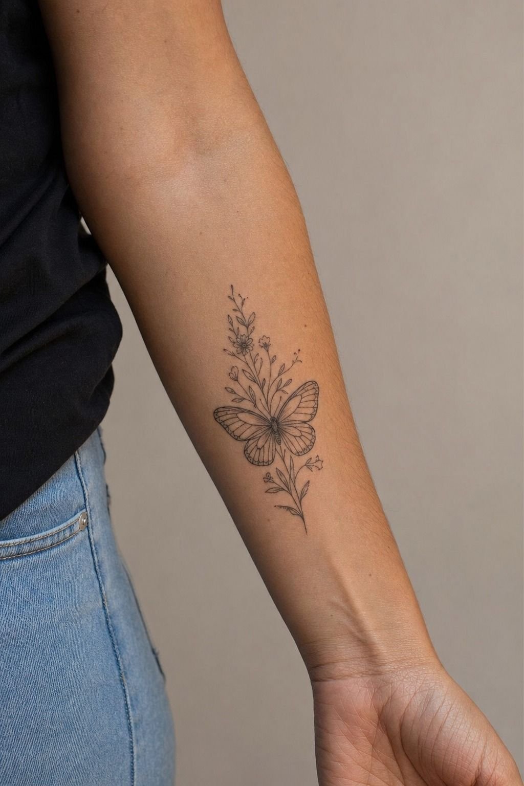 Add Botanical Stems Behind the Butterfly Wings