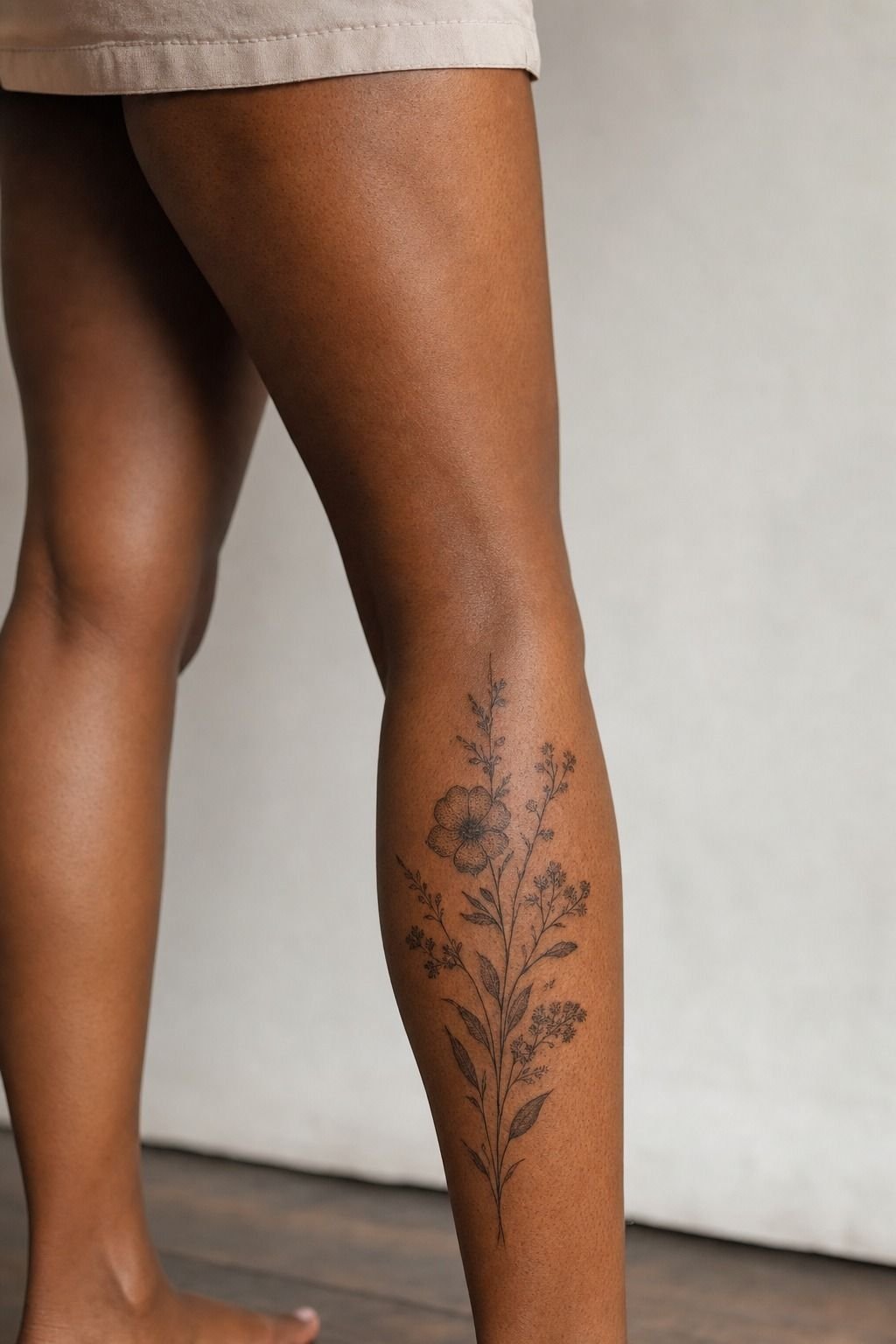 Dot Painted Floral Canvas On The Calf