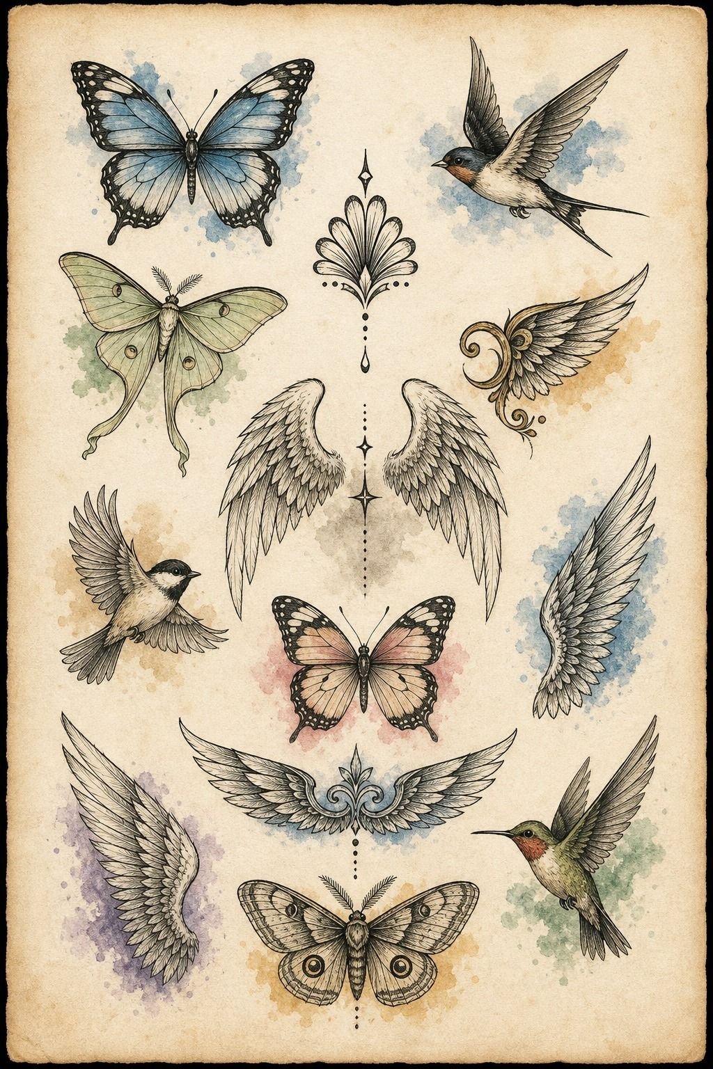 Choose Watercolor Wings Anchored by Fine Lines