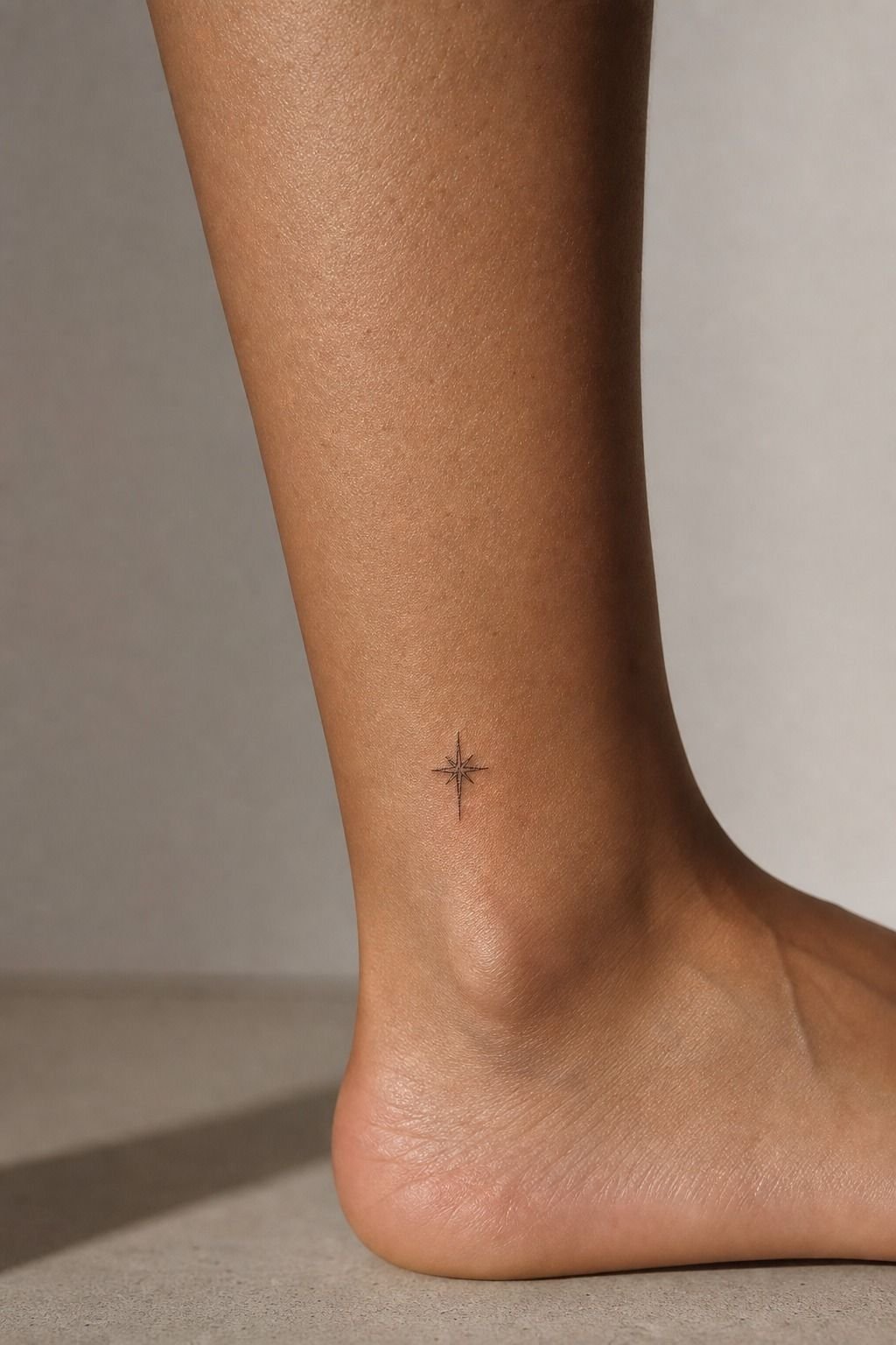 Tiny Fine-Line Star Foot Tattoos