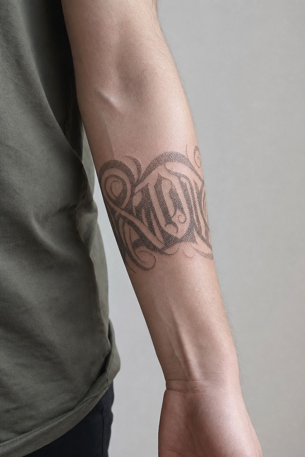 Dot Painted Lettering Canvas For Inner Arm Tattoos