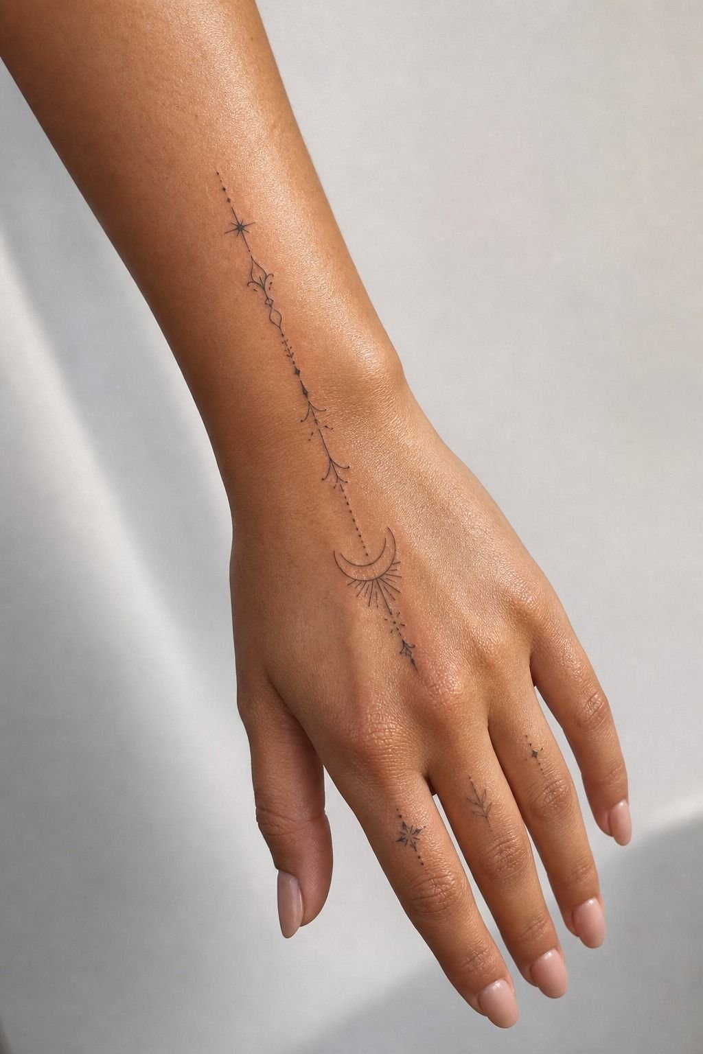 Fine Line Matching Hand Tattoos For Women