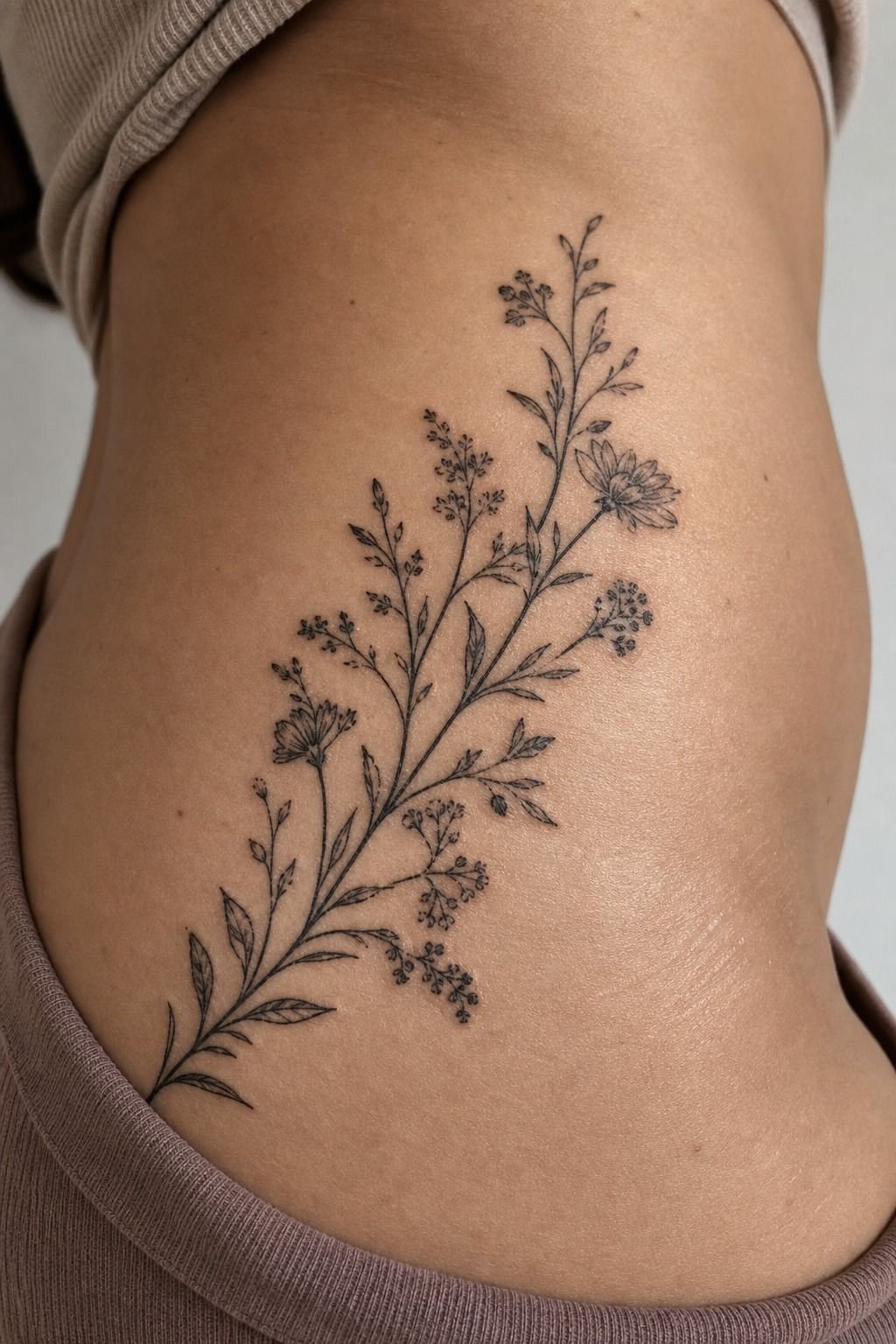 Pick A Botanical Side Of Hip Tattoo