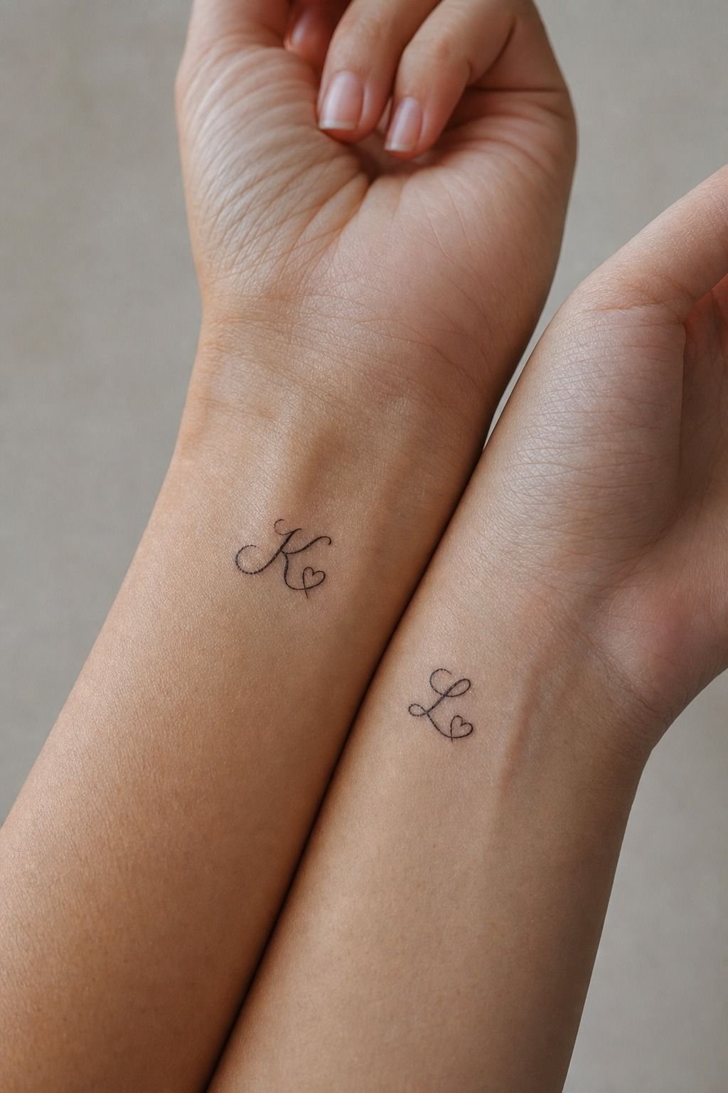 Tiny Matching Initials On Two Wrists