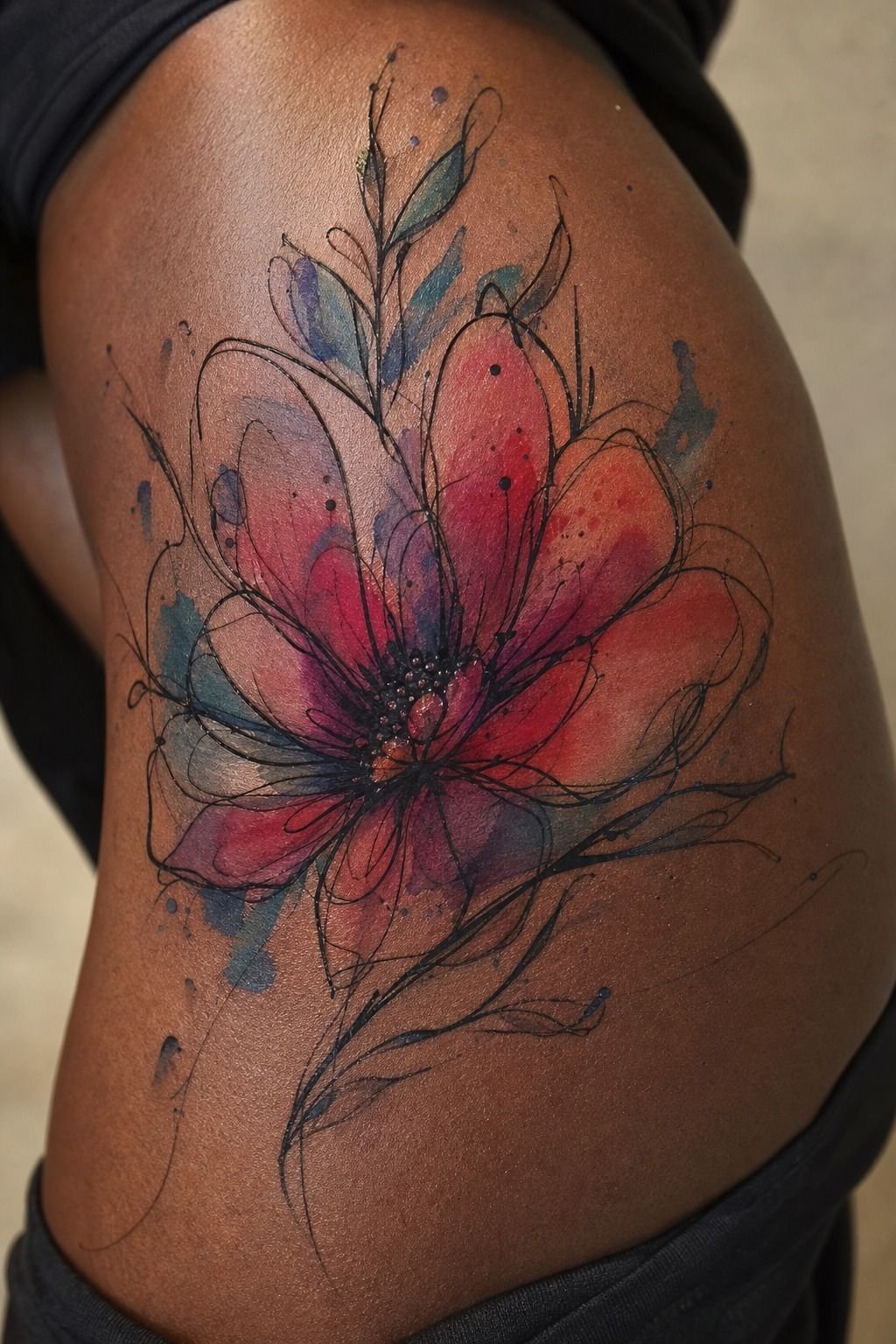 Pick A Watercolor Bloom With Strong Linework