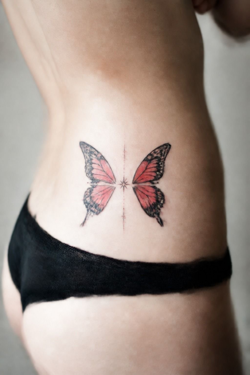 Mirrored Butterflies In Black And Red Ink