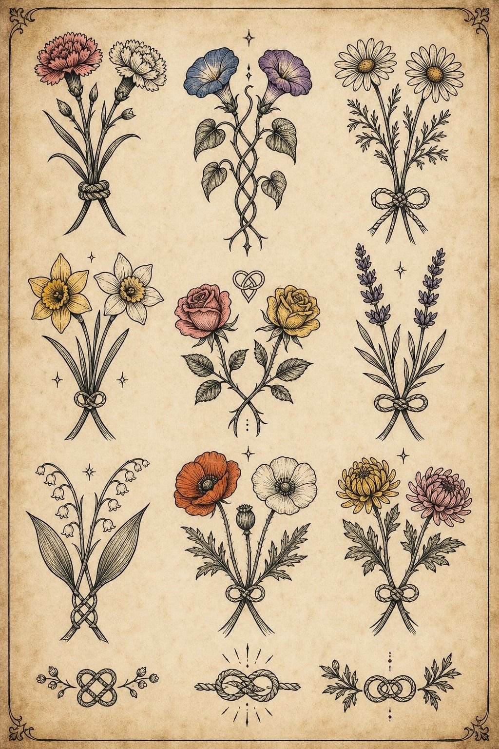 Friendship Tattoos Built Around Birth Flowers