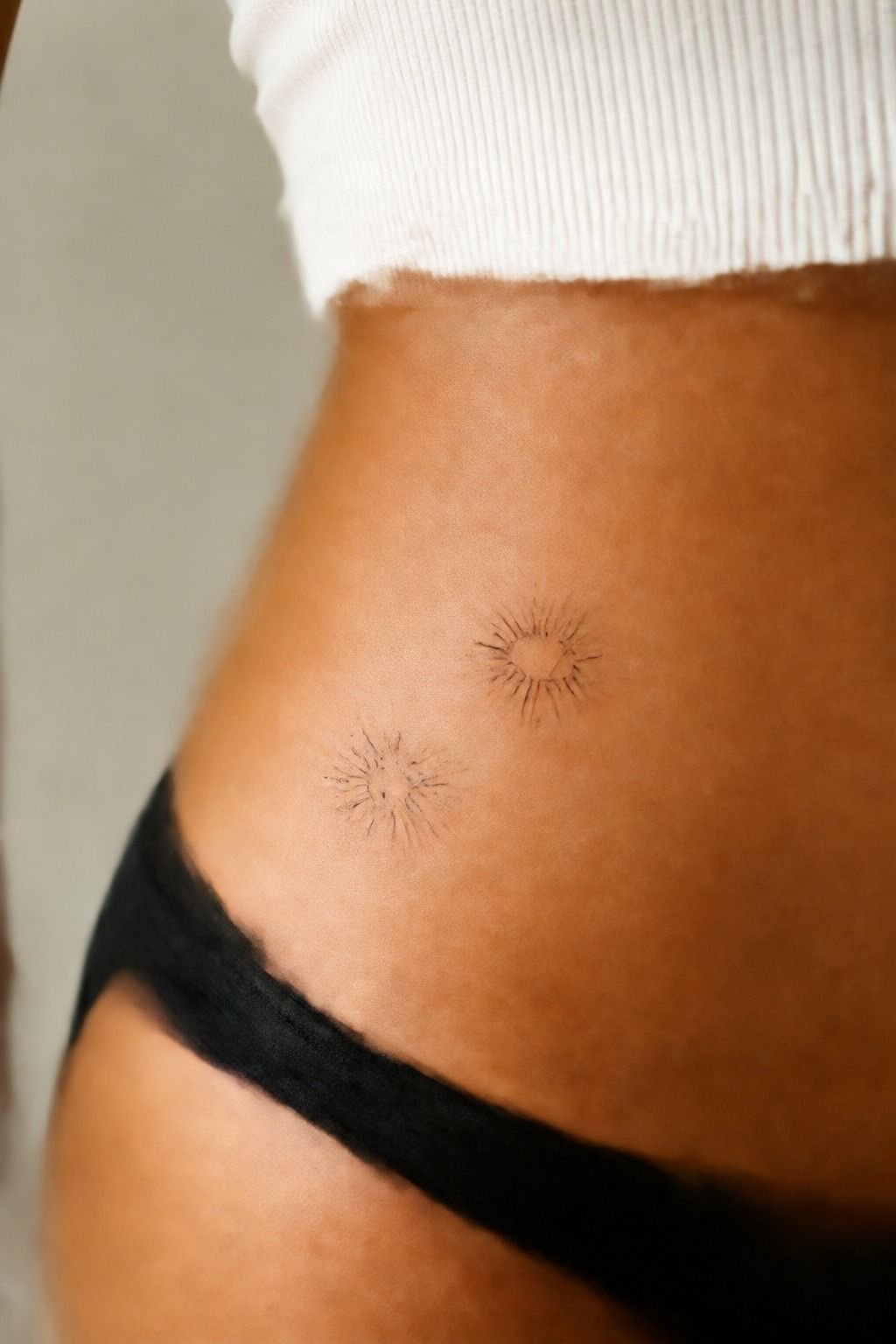 Tiny Sunburst Tattoos For Best Friends
