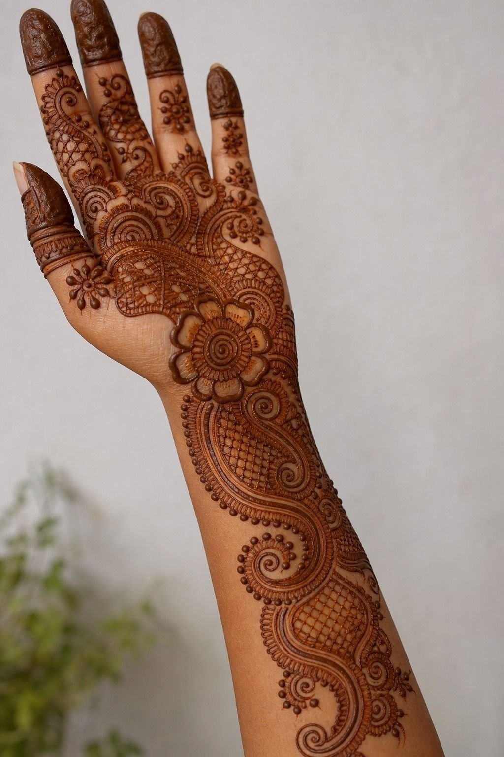 Rajasthani Mehndi Floral Forearm Tattoo