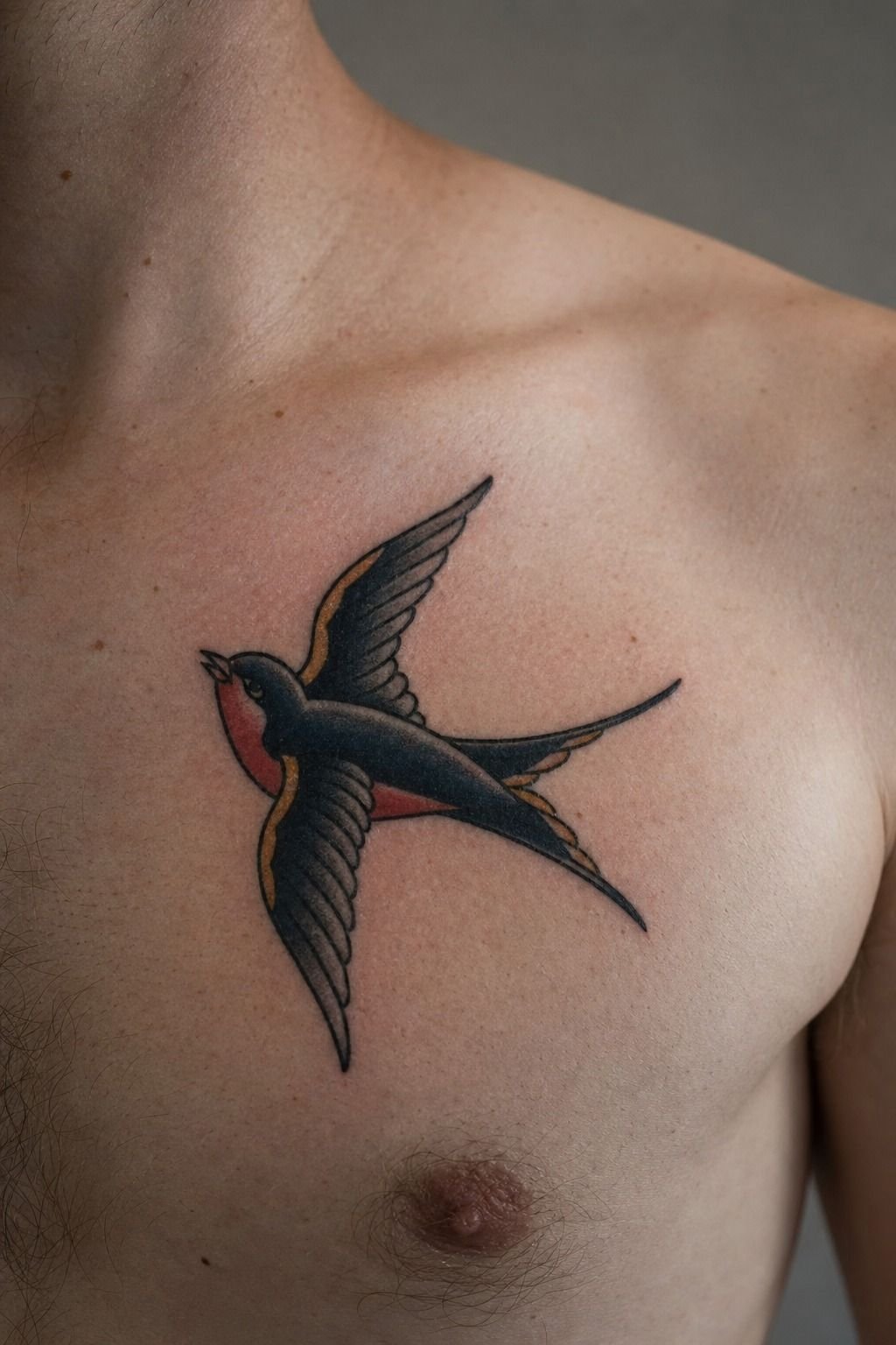 Sailor Swallow Chest Tattoo Design