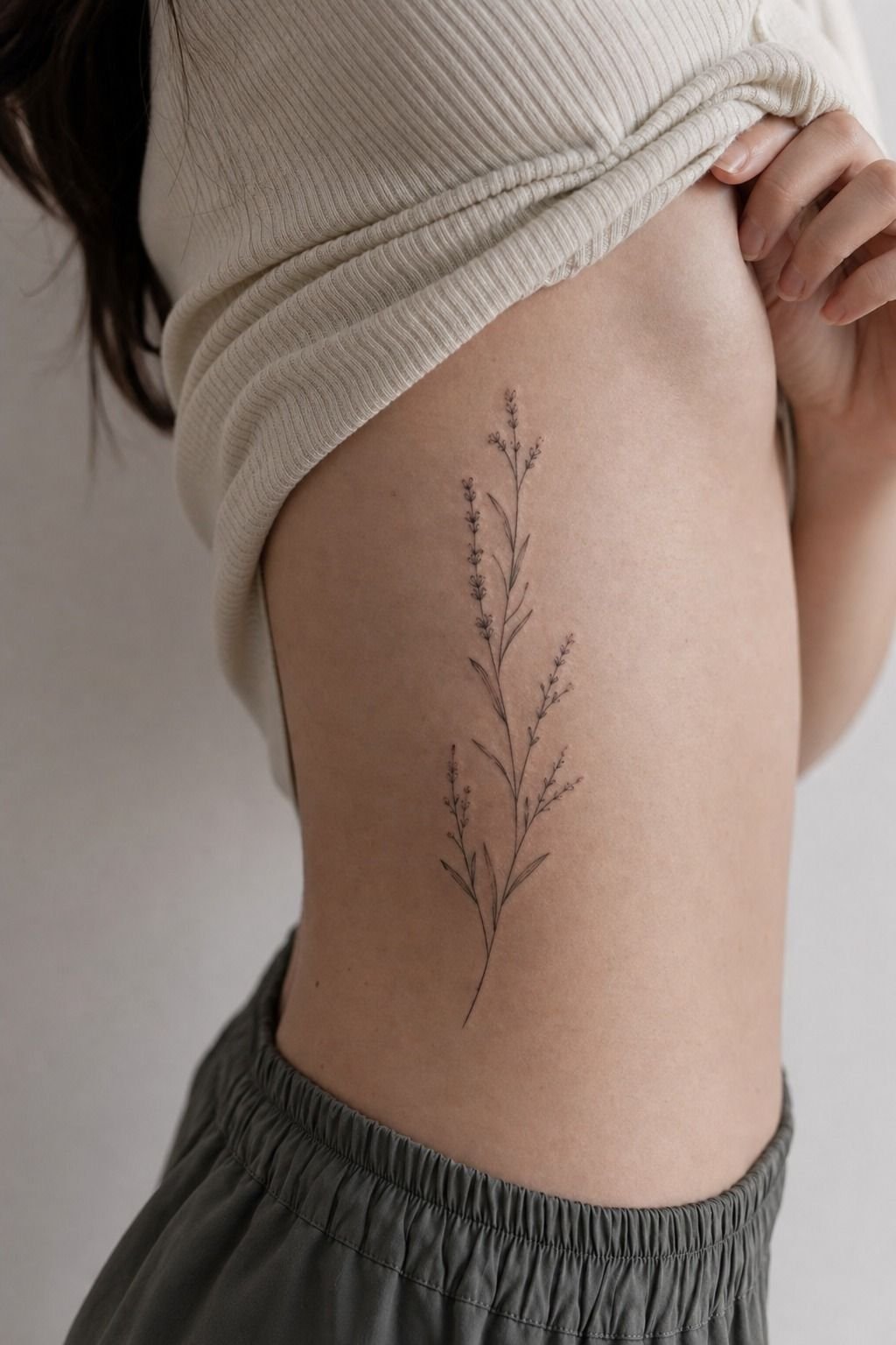 Tiny Botanical Sprigs Along the Ribcage