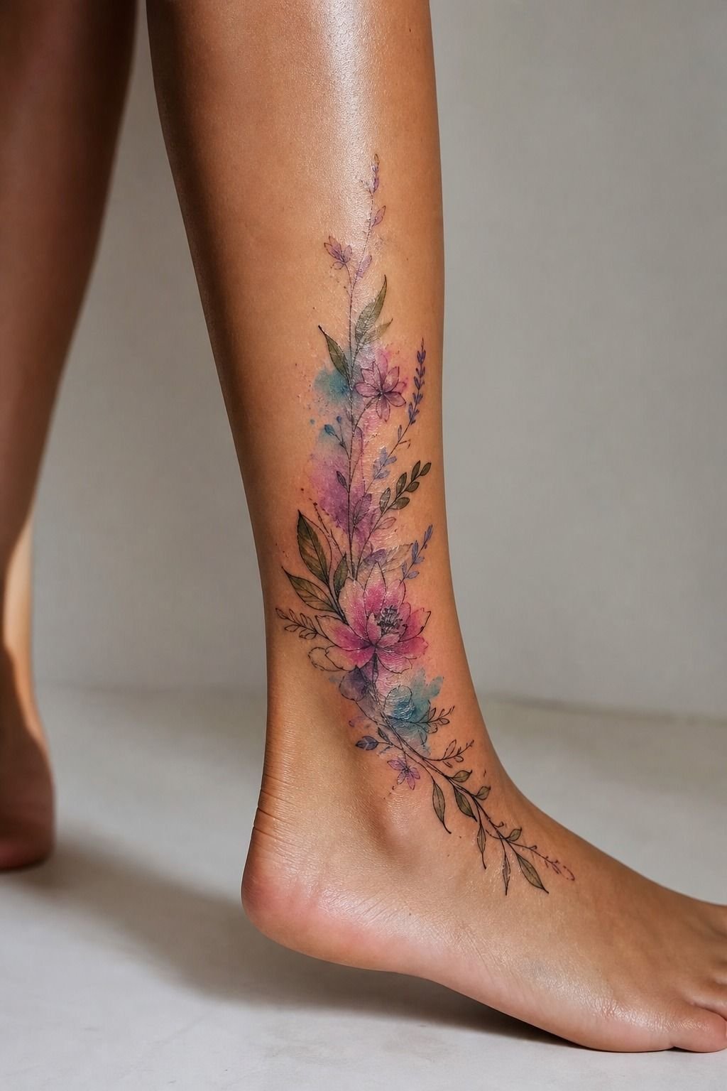 Watercolor Floral Tattoo Design Sketches