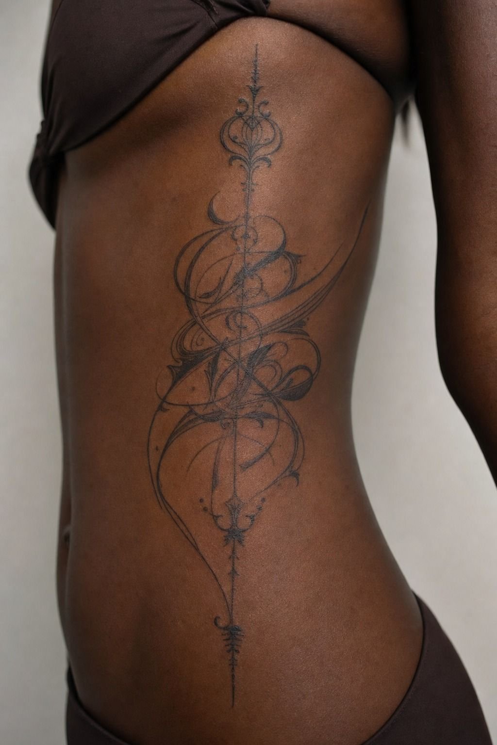 Blackwork Quote With Ornamental Side Details