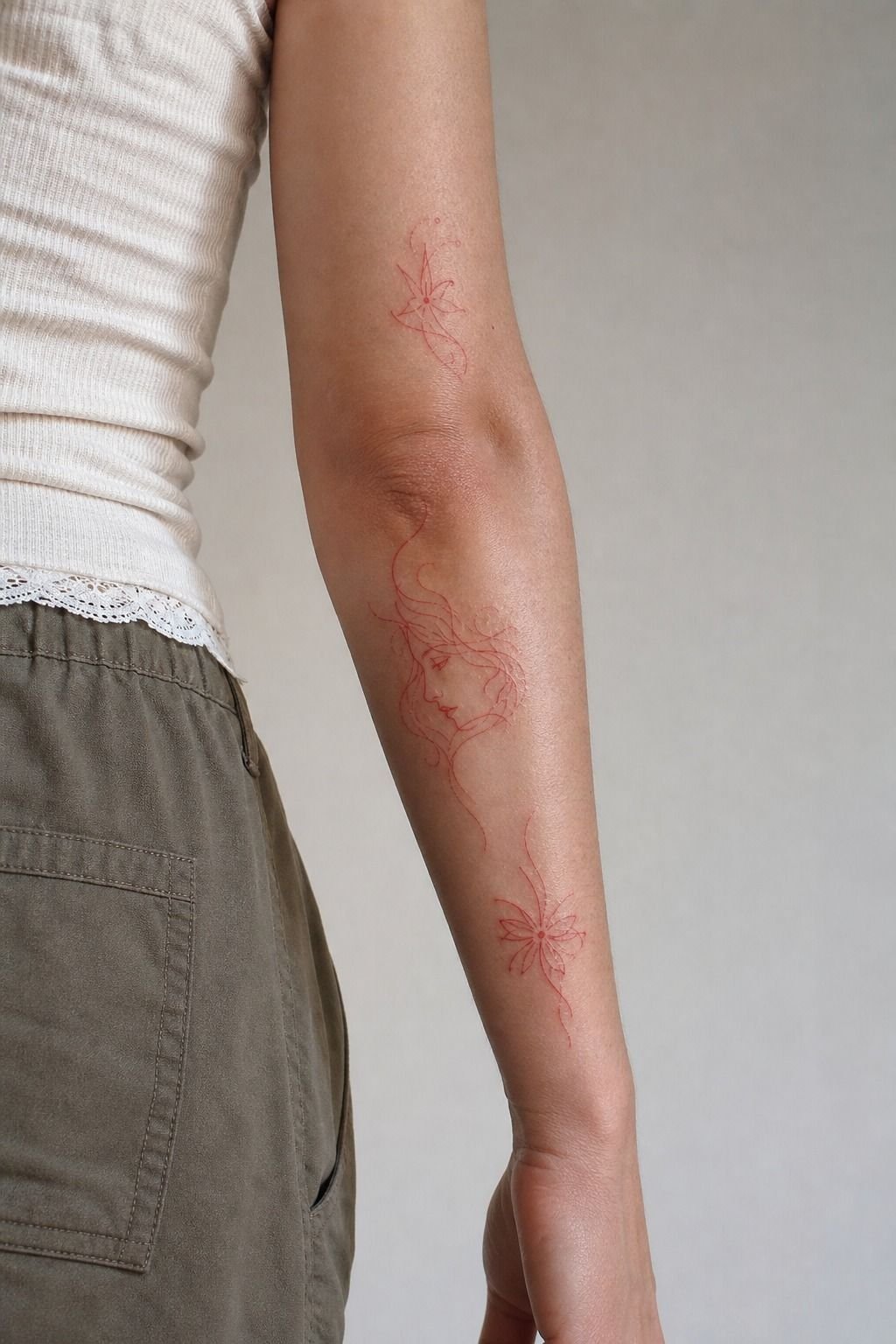 Fine Red Ink Tattoo Sketches