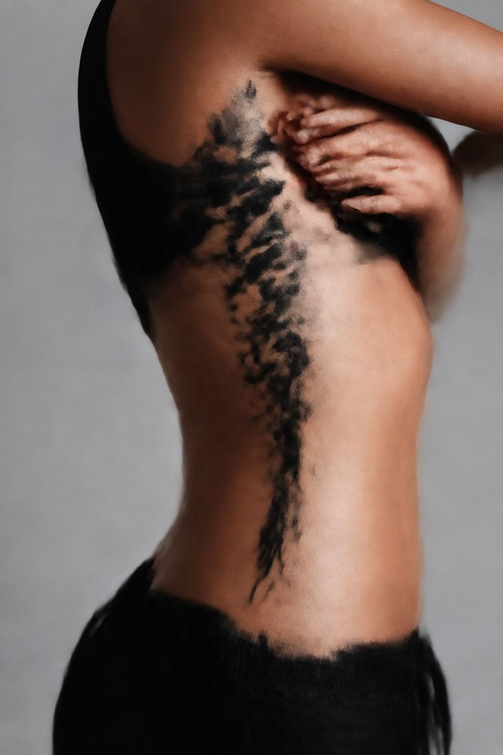 Japanese-Inspired Calligraphy Along the Side Body