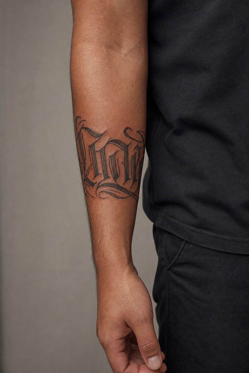 Test Last Name Lettering on Your Forearm