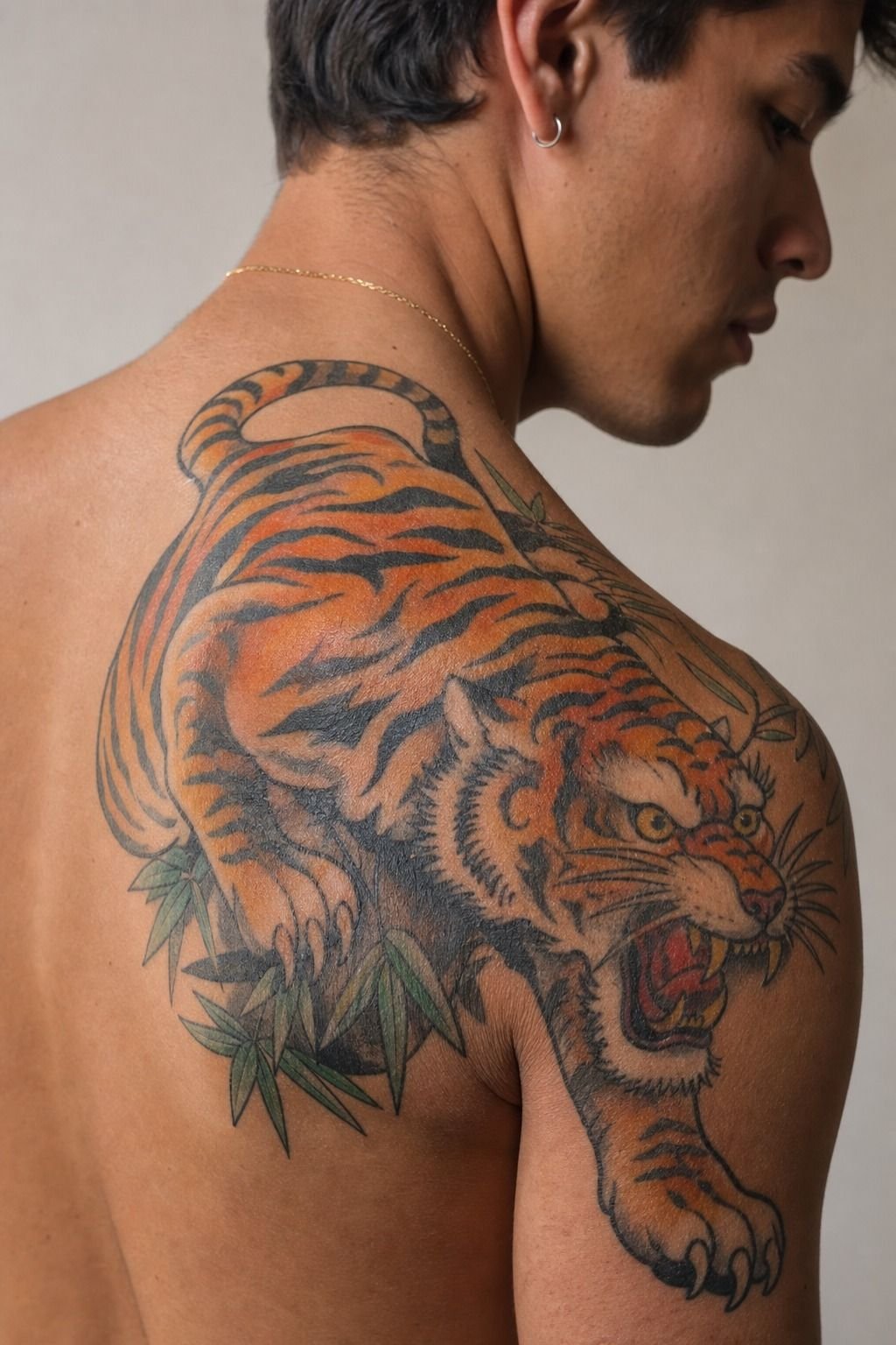 Old School Tiger Shoulder Tattoo