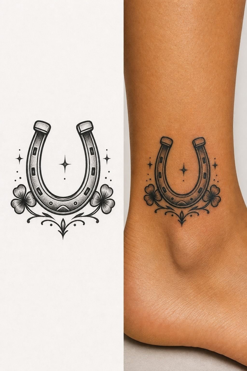 Lucky Horseshoe Ankle Tattoo Design