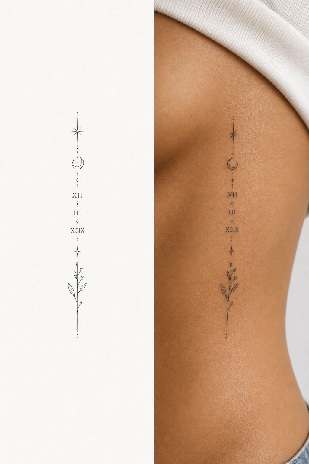 Tiny Roman Numerals on the Ribcage