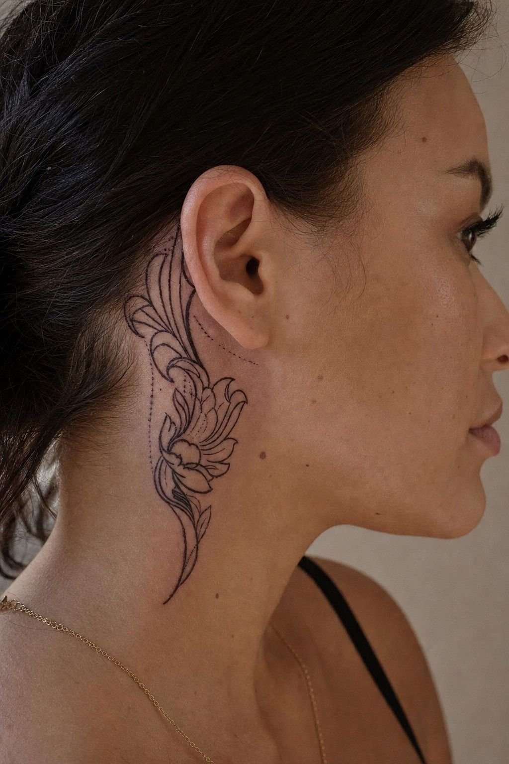 Bold Black Linework Tattoo Stencil