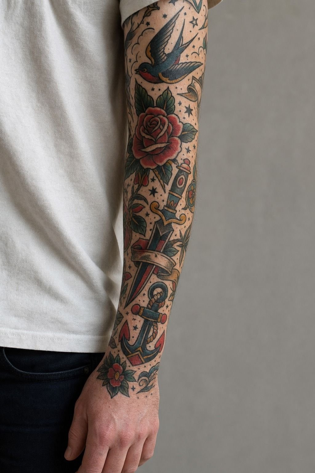 Full Color Flash Sleeve Tattoo