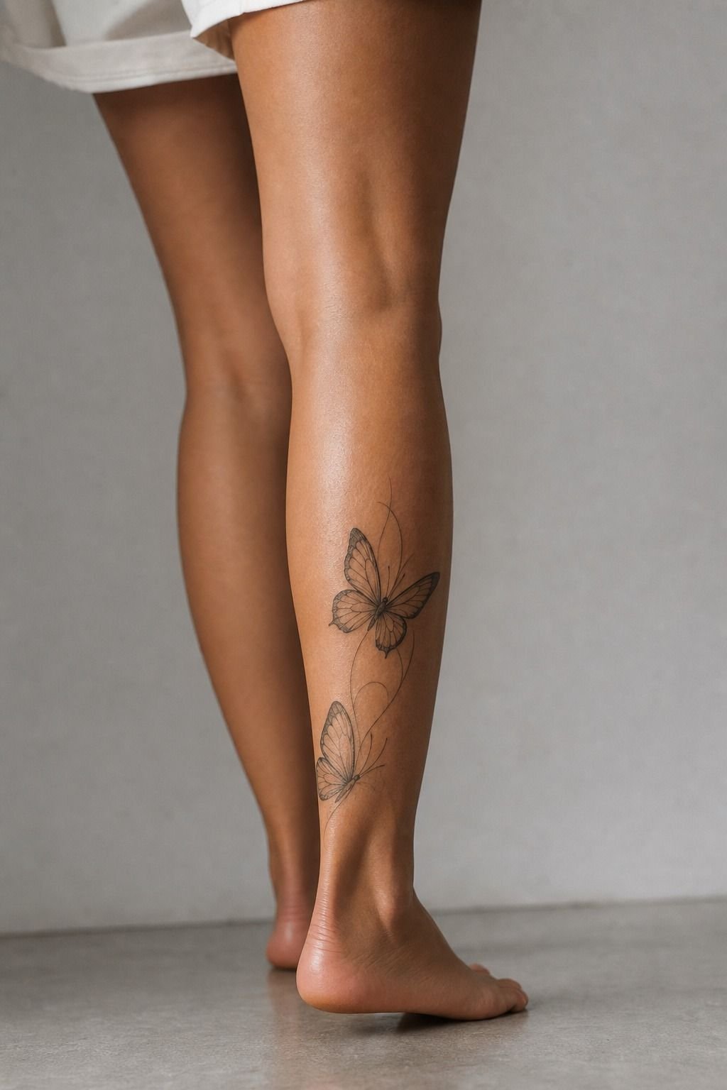 Delicate Butterfly Tattoos In Black And Gray